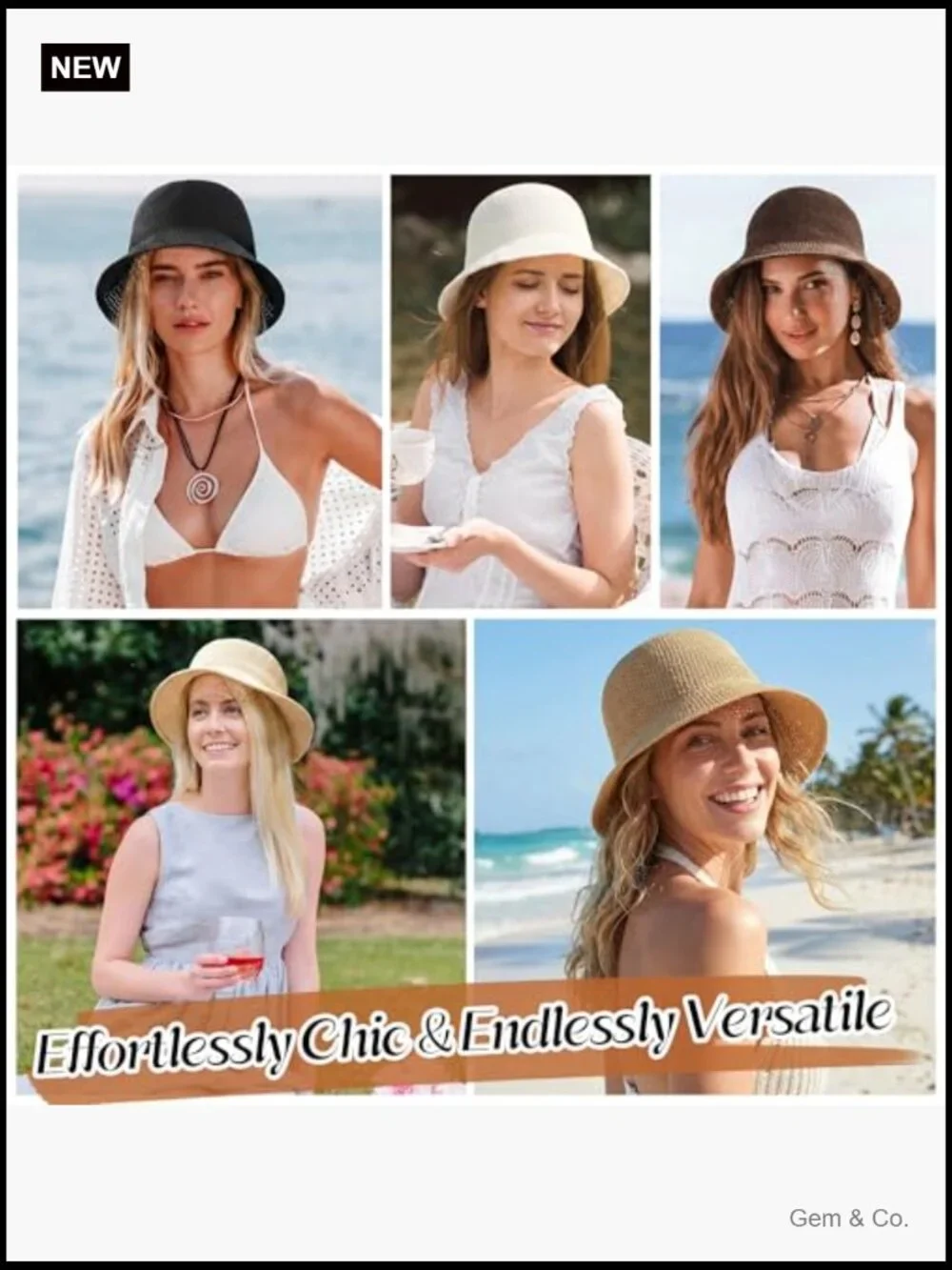 Woven Paper Straw Bucket Hat with UV Protection - Lightweight Foldable Sun Hat